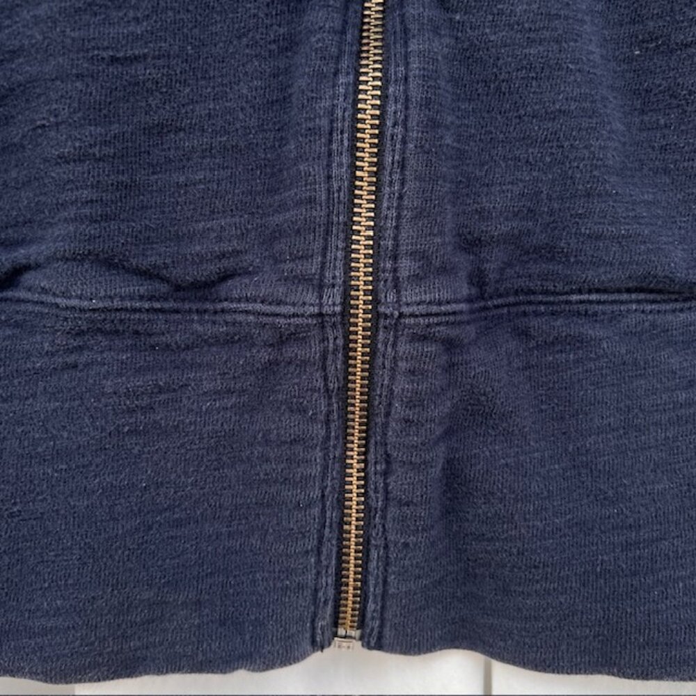 Eddie Bauer 100% Cotton Slub Knit Hoodie Full Zip Dk Denim Blue Plus Sz Tall 2XL - Picture 2 of 8